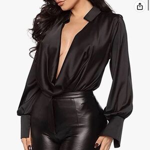 Fashion nova Satin black blouse